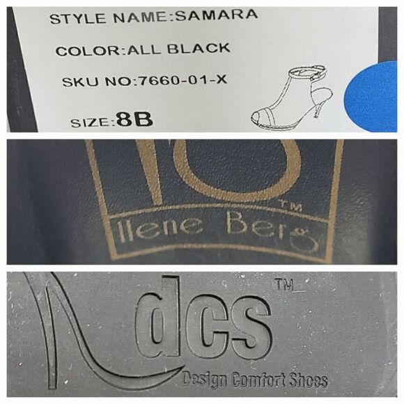 ILENE BERG Samara Black Leather Booties Comfortable High Heels SIZE 8 NEW IN BOX - Picture 11 of 17